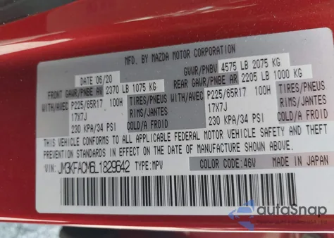 2020 Mazda Cx-5 Touring from USA, damaged, VIN JM3KFACM6L1829642